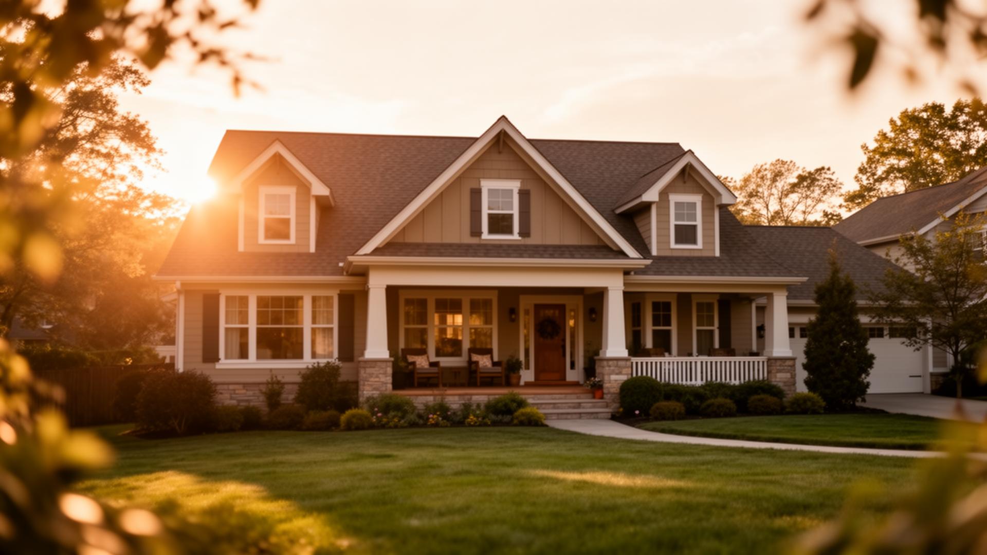 A welcoming home at golden hour